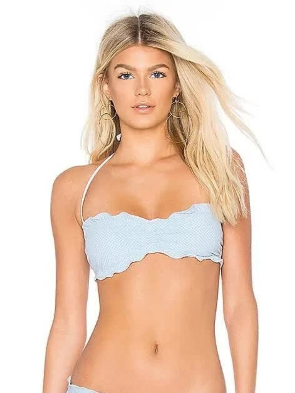 Shoshanna Mini Gingham Ruffled Strapless Bandeau Bikini Top Size B